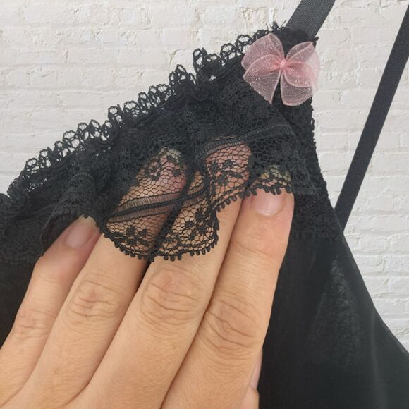 Betsey Johnson Black Sheer Lace Babydoll Nightgown – Size S - Picture 8 of 16